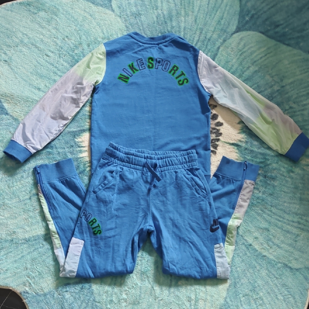 Nike Blue and Green Sports Tracksuit